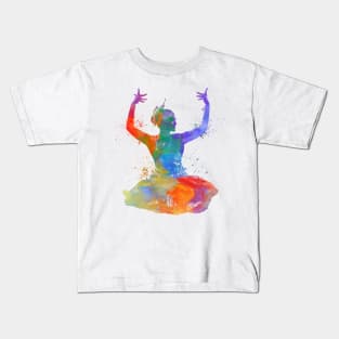 indian woman dancer dancing silhouette in watercolor Kids T-Shirt
